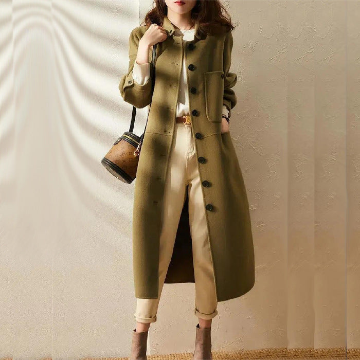 Kvinders Trenchcoat Tidløs Stil Lang Jakke 4
