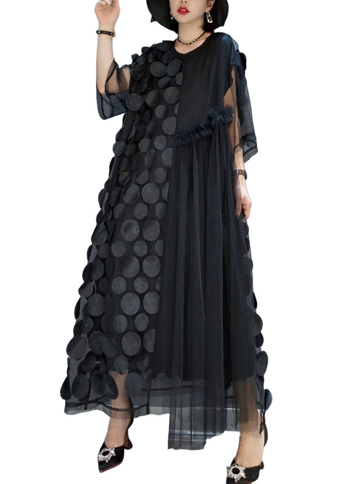 Kvinders Tulle Festkjole Asymmetrisk med Halv Ærme 0