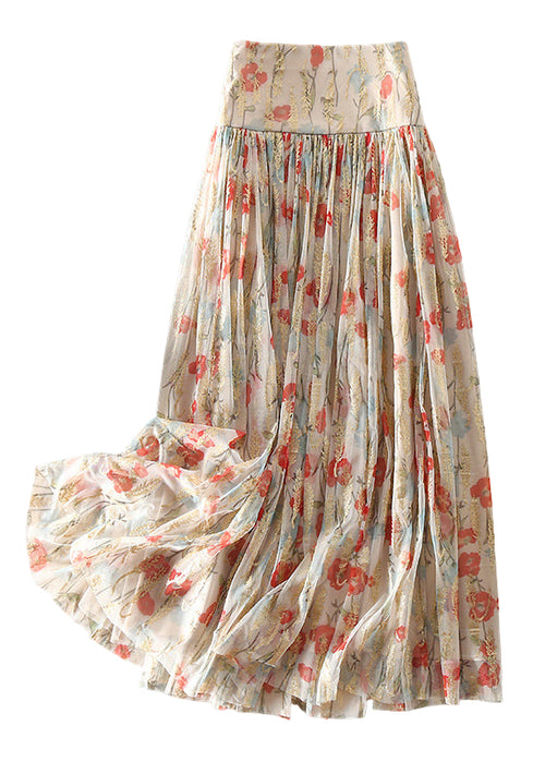 Kvinders Tulle Skirt Med Lynlås Print 0