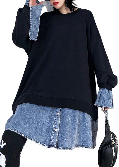 Kvinders Tunika Kjole med Patchwork Design 0