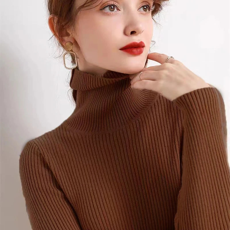 Kvinders Turtleneck Jumper Strikket Materiale Casual 10