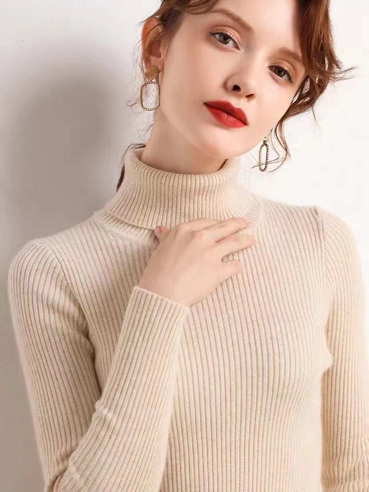 Kvinders Turtleneck Jumper Strikket Materiale Casual 15