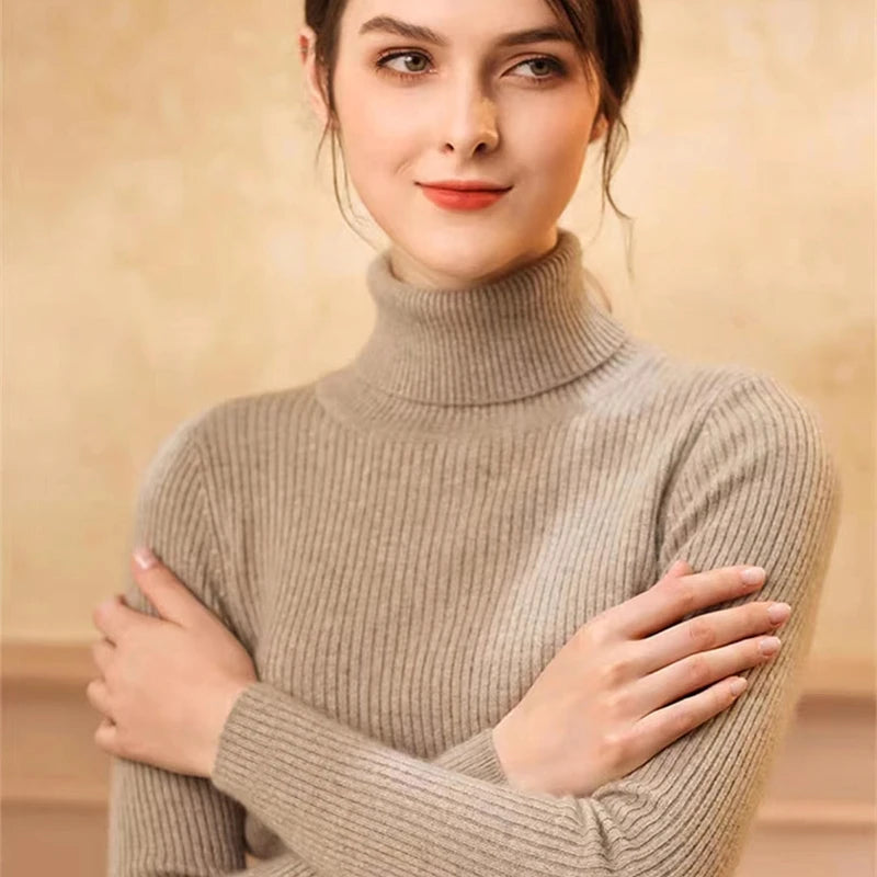Kvinders Turtleneck Jumper Strikket Materiale Casual 5
