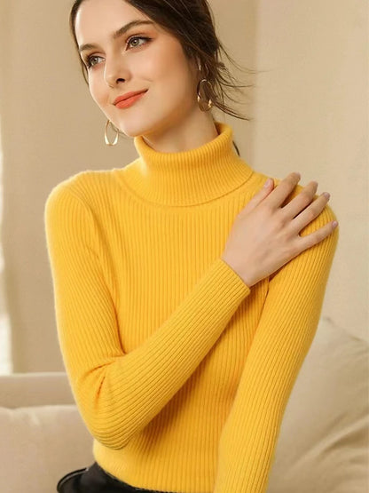 Kvinders Turtleneck Jumper Strikket Materiale Casual 7
