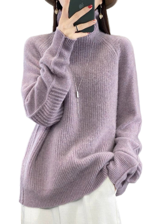 Kvinders Turtleneck Strik Sweater i Løs Pasform 0