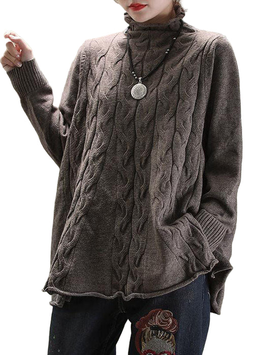 Kvinders Turtleneck Strik Sweater med Åbning 0