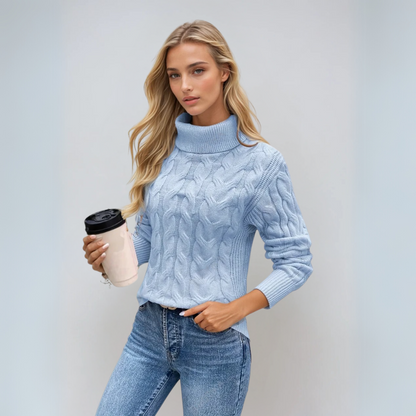 Kvinders Turtleneck Sweater Kabelstrik 3