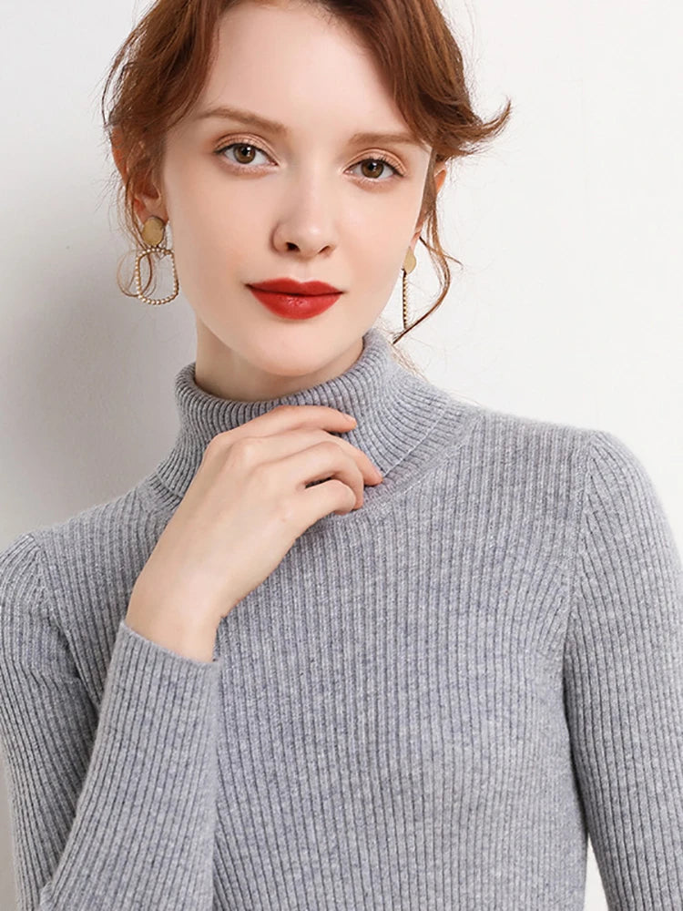 Kvinders Turtleneck Sweater Strikket Cashmere 25