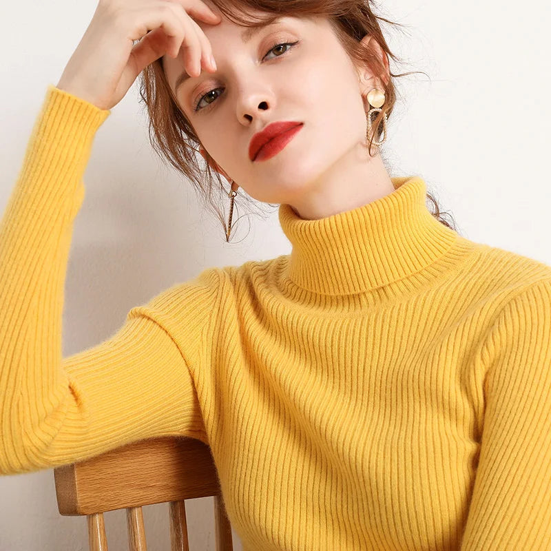 Kvinders Turtleneck Sweater Strikket Cashmere 9