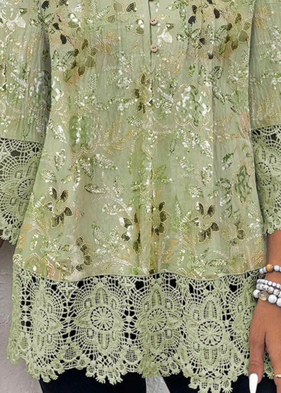 Kvinders V-hals Chiffon Bluse med Print 3