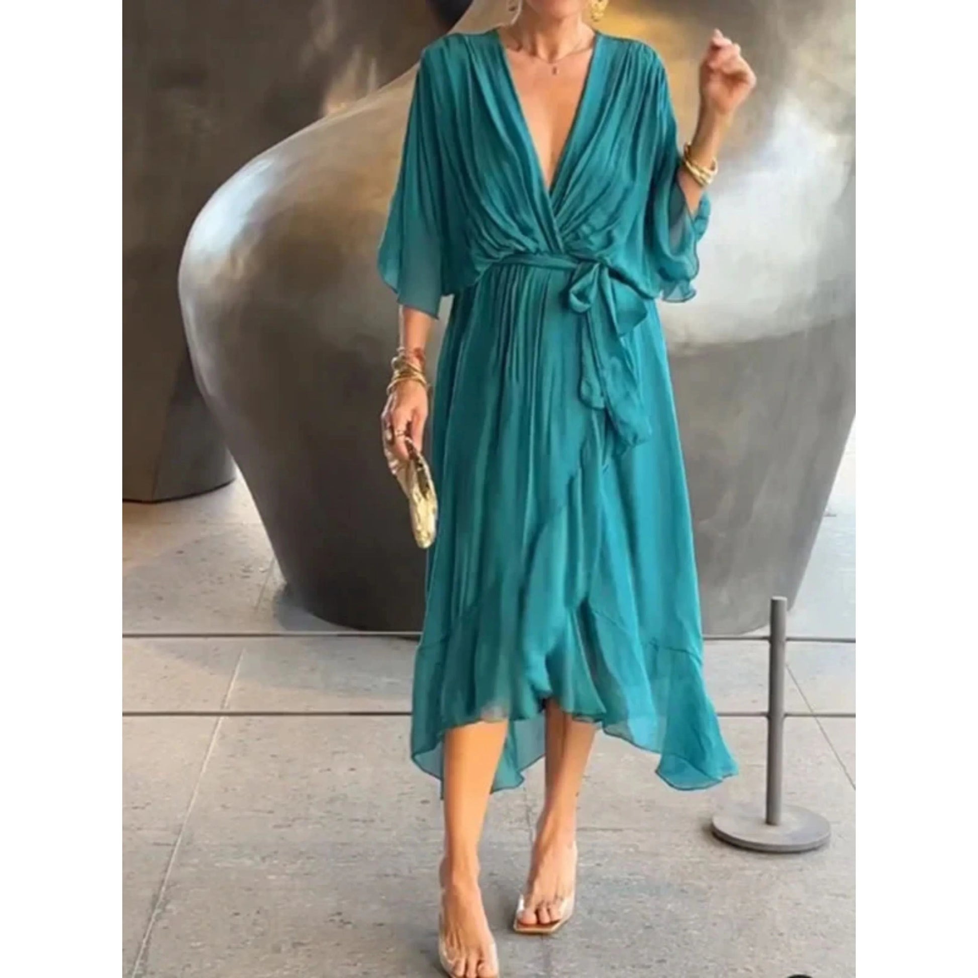 Kvinders V-hals Kjole Chiffon Stil 5
