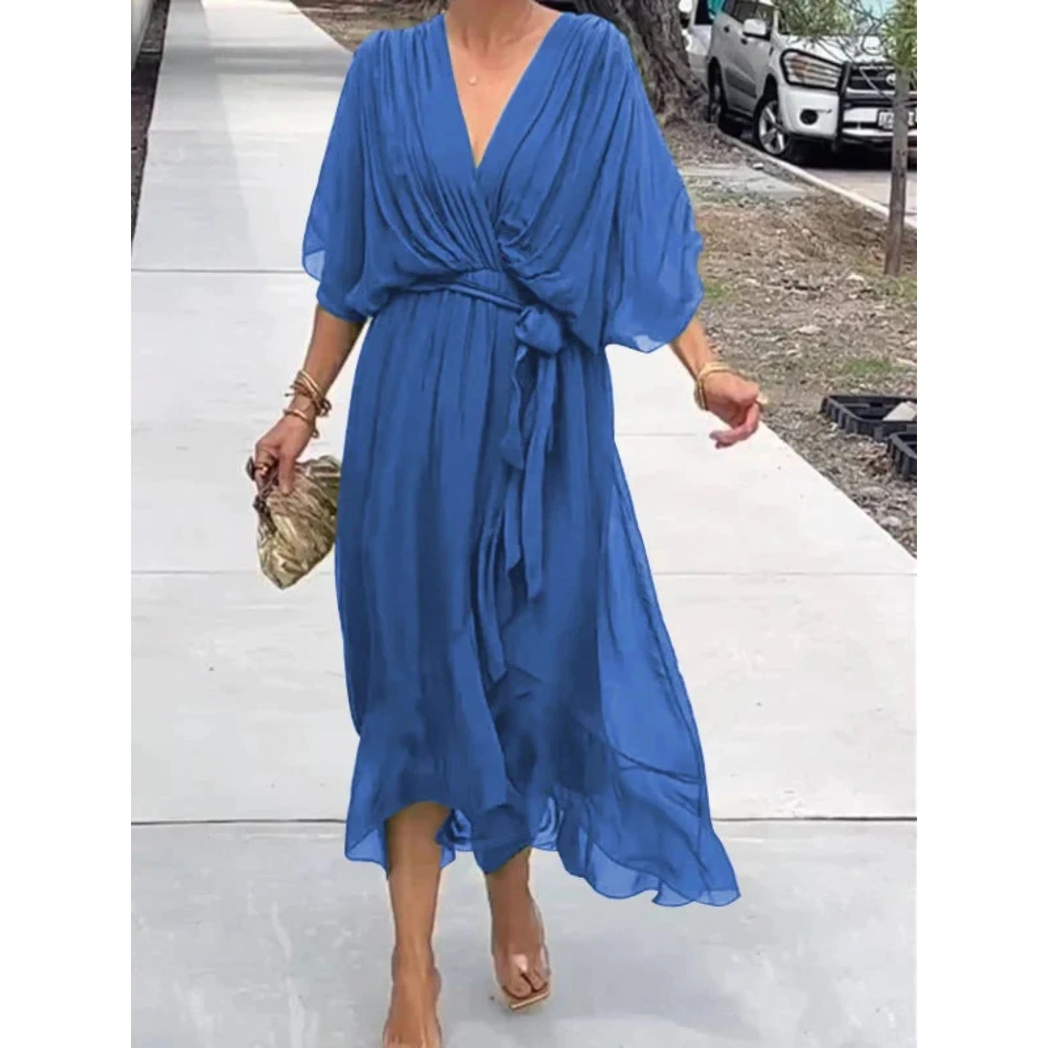 Kvinders V-hals Kjole Chiffon Stil 6