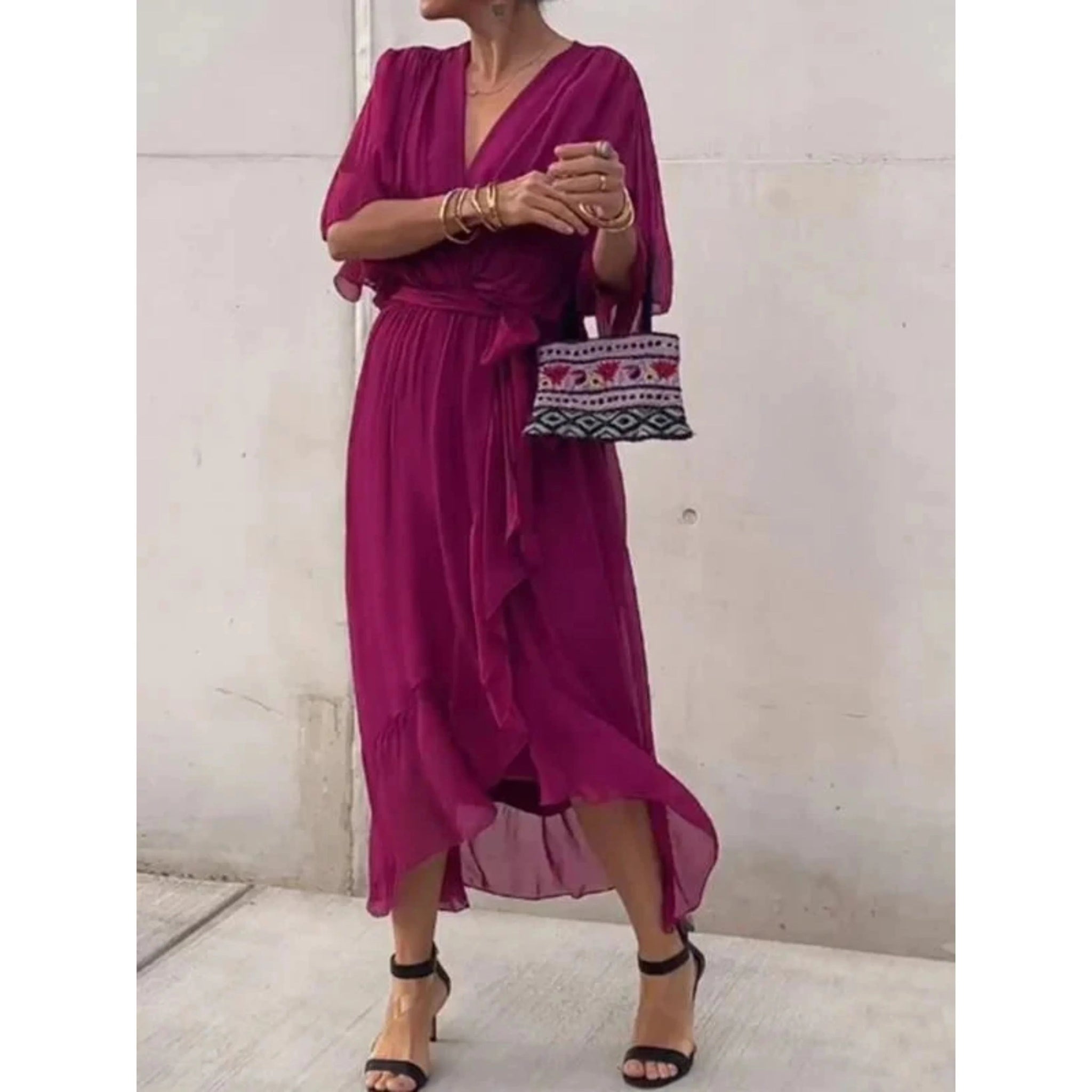 Kvinders V-hals Kjole Chiffon Stil 7