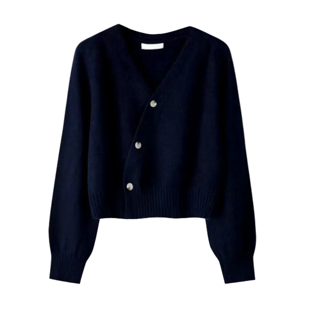 Kvinders V-hals Sweater med Krydsknapper 0