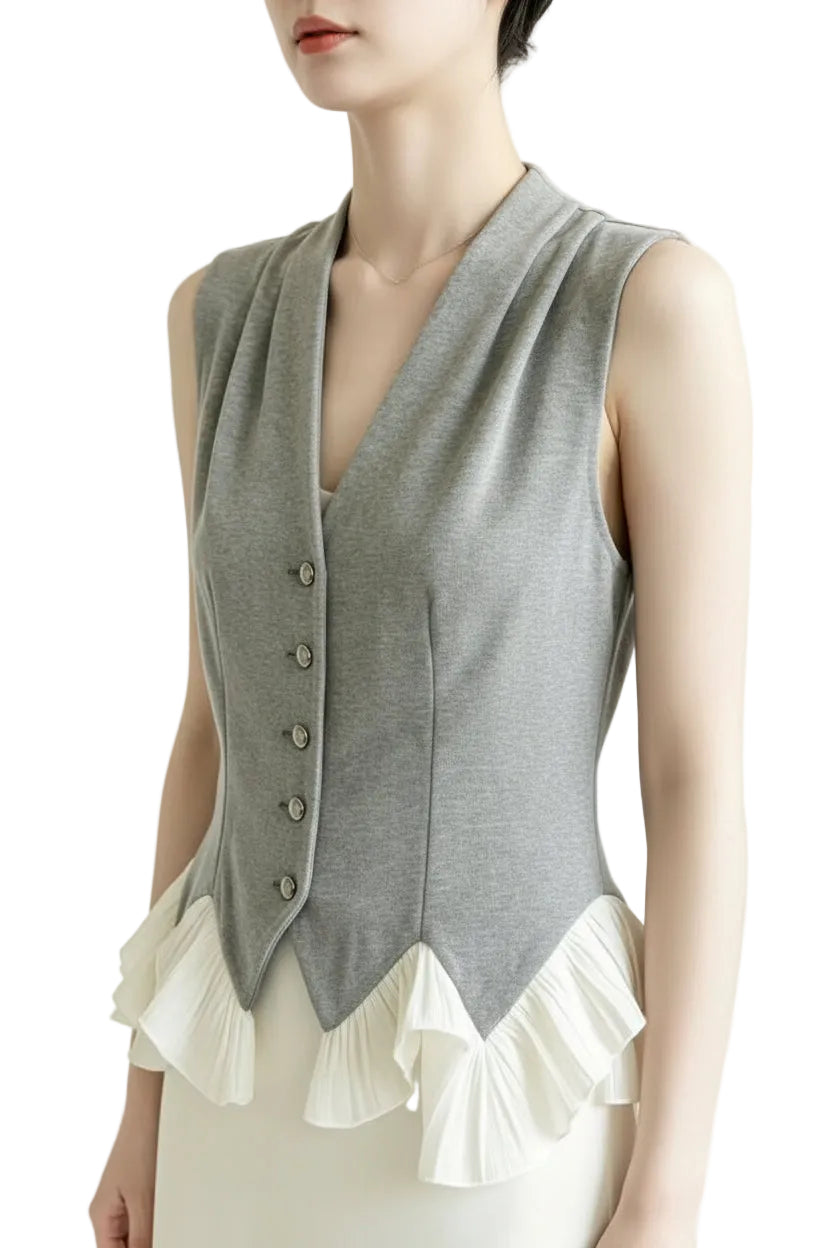 Kvinders Vest Patchwork Rynket Flæser 0