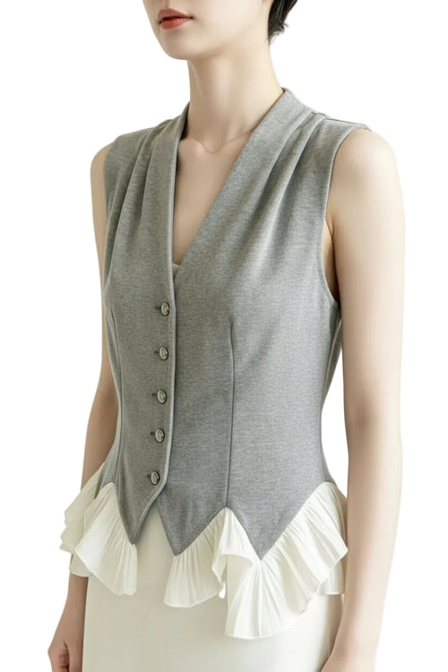 Kvinders Vest Patchwork Rynket Flæser 0