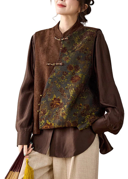 Kvinders Vest med Standkrave og Asymmetrisk Patchwork 0