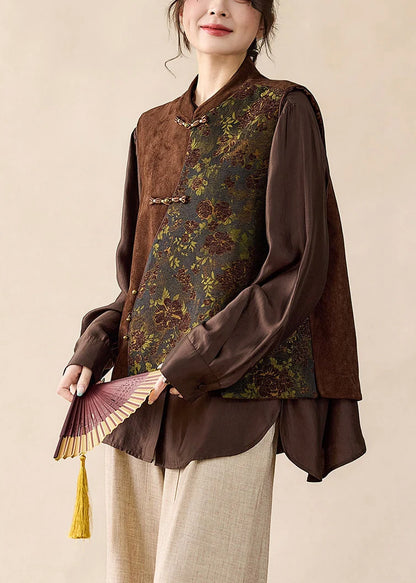 Kvinders Vest med Standkrave og Asymmetrisk Patchwork 4
