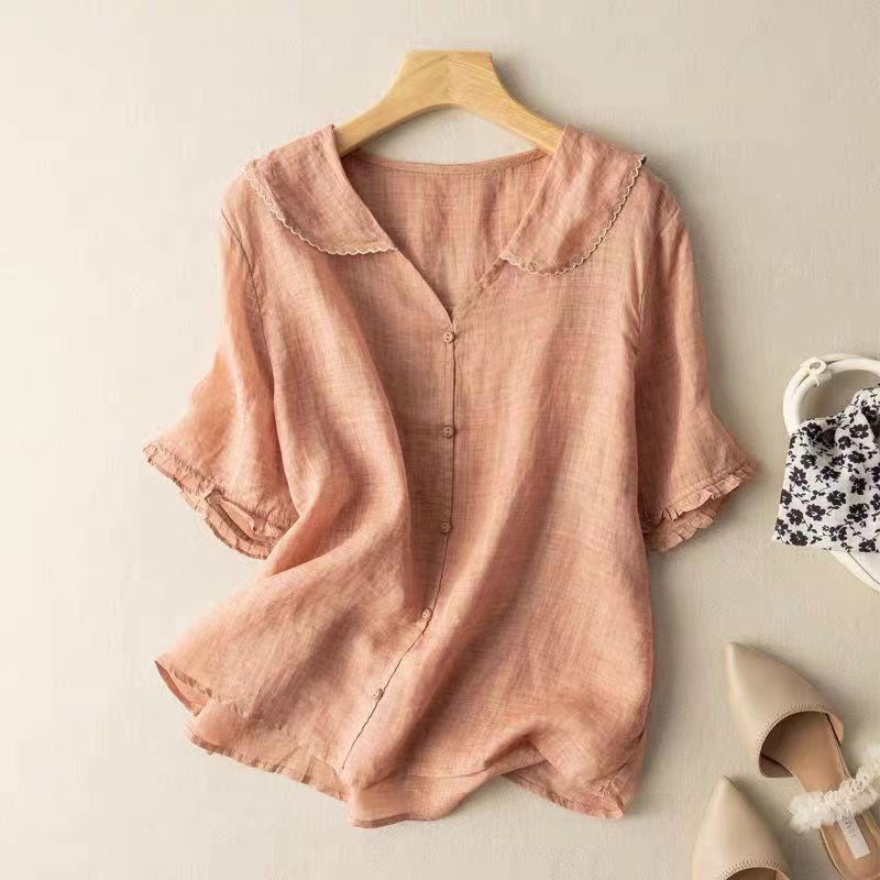 Kvinders Vintage Bluse med Knap Detalje 1