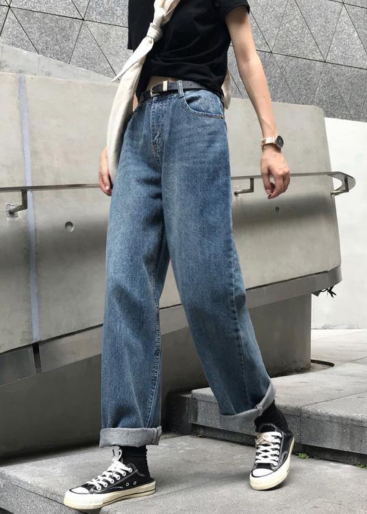 Kvinders Vintage Denim Bukser med Høj Talje og Brede Ben 1