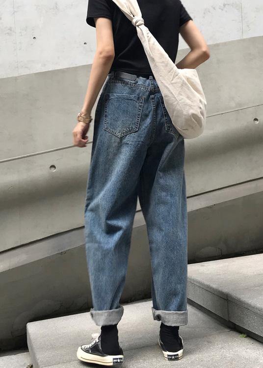 Kvinders Vintage Denim Bukser med Høj Talje og Brede Ben 3