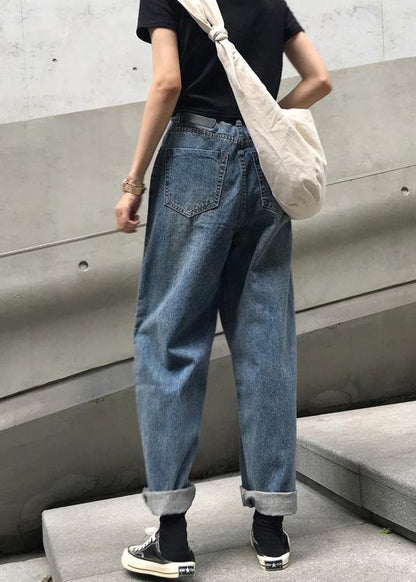 Kvinders Vintage Denim Bukser med Høj Talje og Brede Ben 3