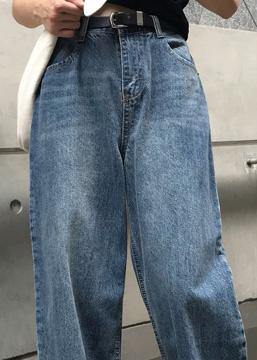 Kvinders Vintage Denim Bukser med Høj Talje og Brede Ben 4