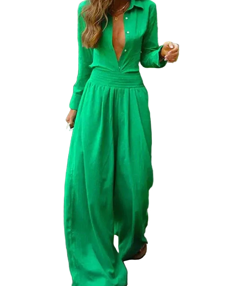 Kvinders Vintage Jumpsuit med Elastisk Talje 0