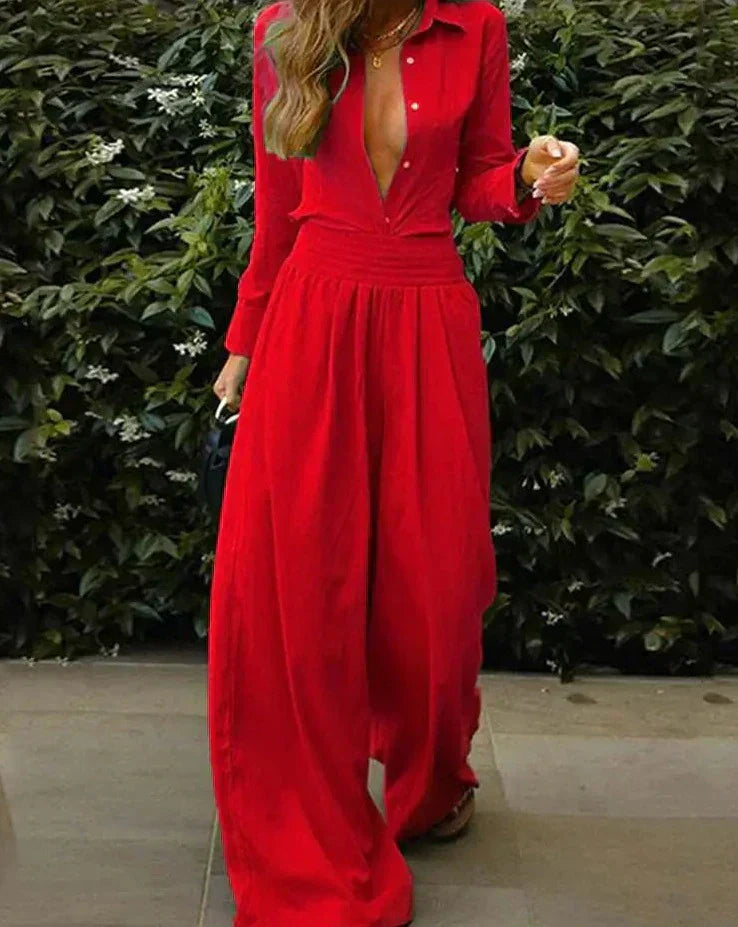 Kvinders Vintage Jumpsuit med Elastisk Talje 1