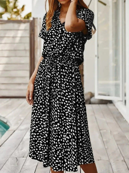 Kvinders Vintage Kjole med Mellemærmer og Leopardprint 5