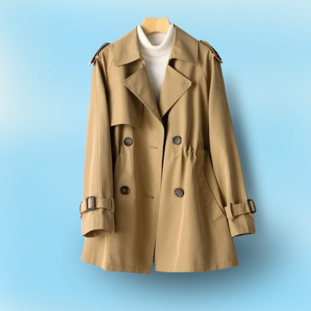 Kvinders Vintage Trench Coat Dobbeltbrystet Nylon-Blanding 1