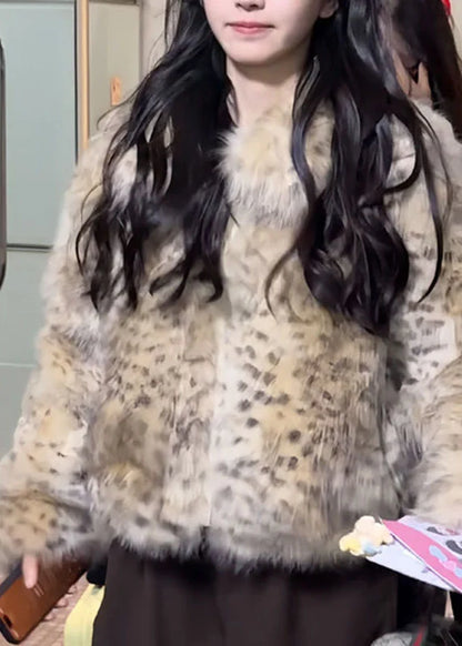 Kvinders Vinterfrakke Med Leopardprint Detaljer 2