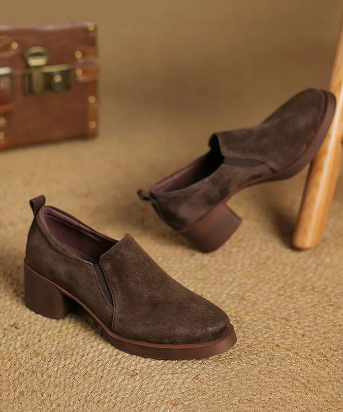 Kvinders chunky hæle sko med splejsedesign 2
