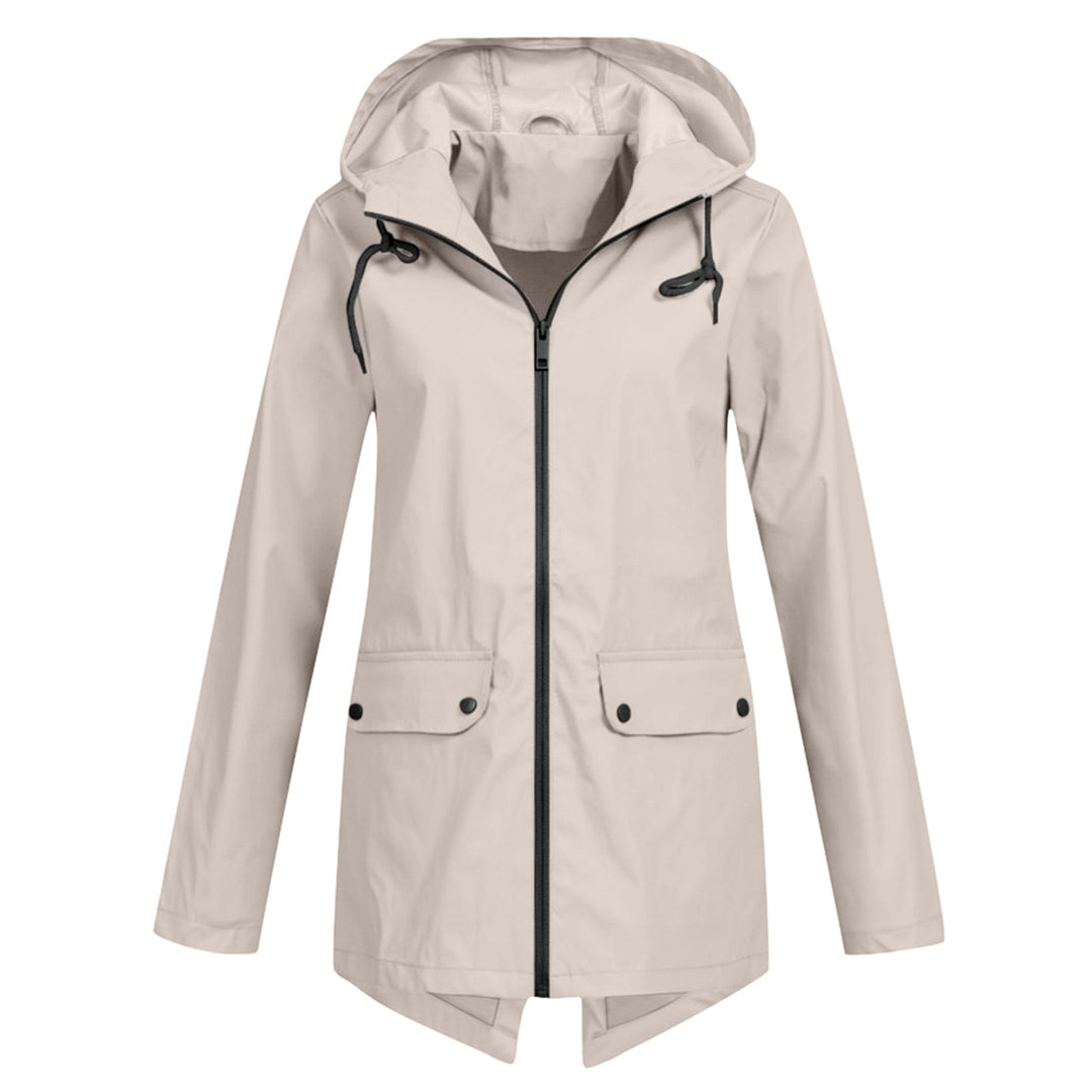 Lang Regnfrakke Dame Moderne Stil 0