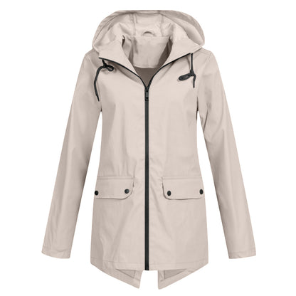 Lang Regnfrakke Dame Moderne Stil 0