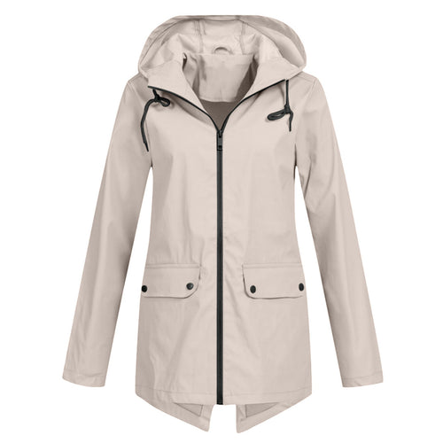 Lang Regnfrakke Dame Moderne Stil 0