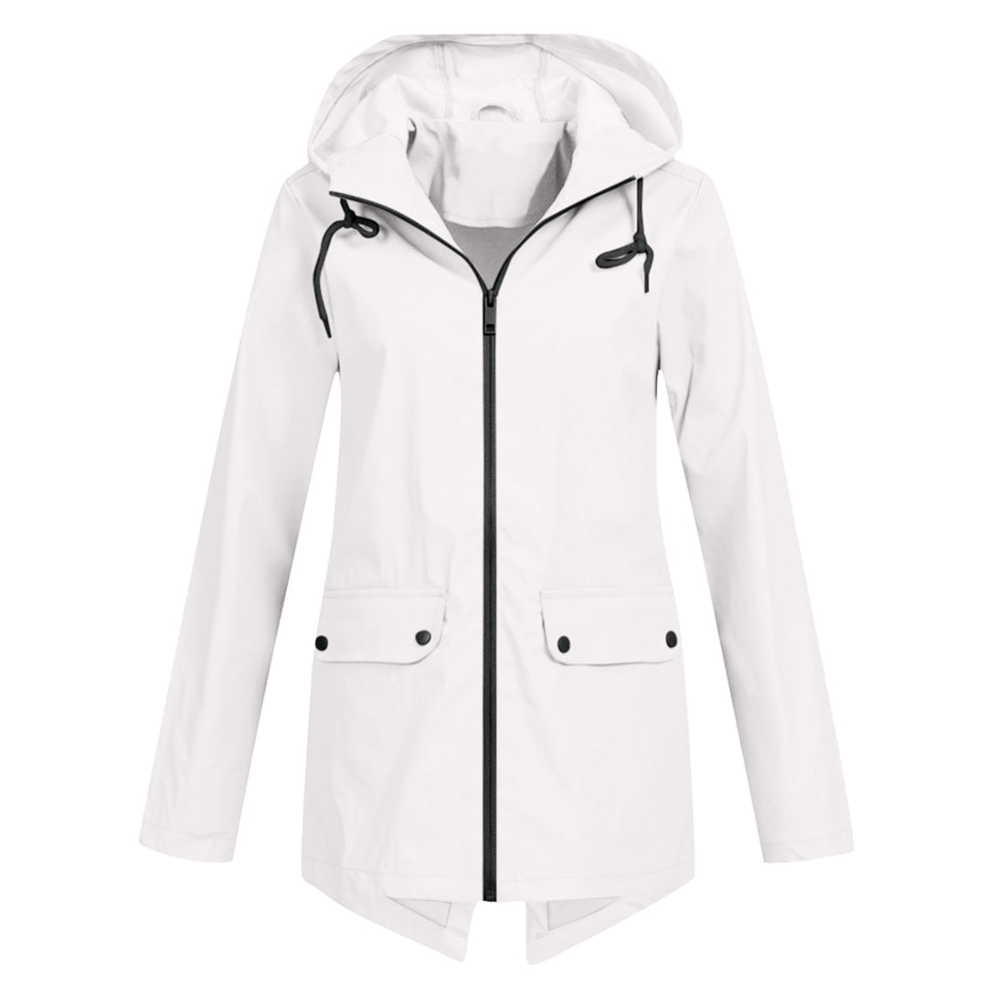 Lang Regnfrakke Dame Moderne Stil 10