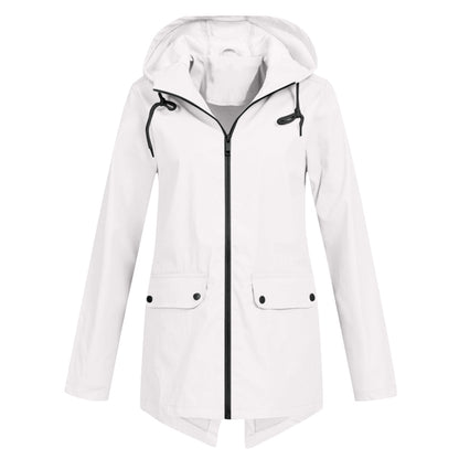 Lang Regnfrakke Dame Moderne Stil 10