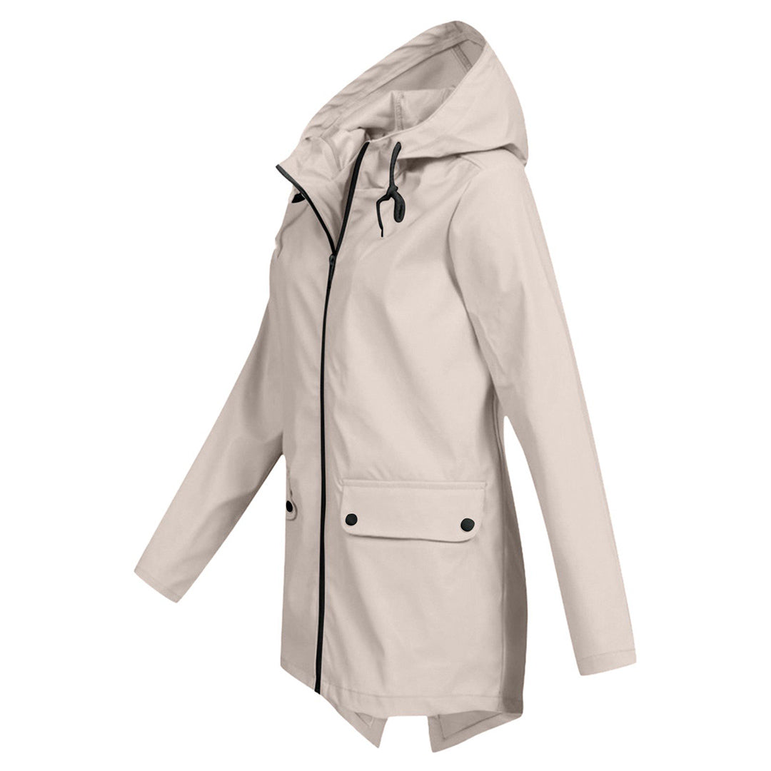Lang Regnfrakke Dame Moderne Stil 2