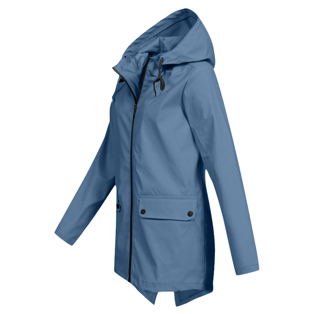 Lang Regnfrakke Dame Moderne Stil 5