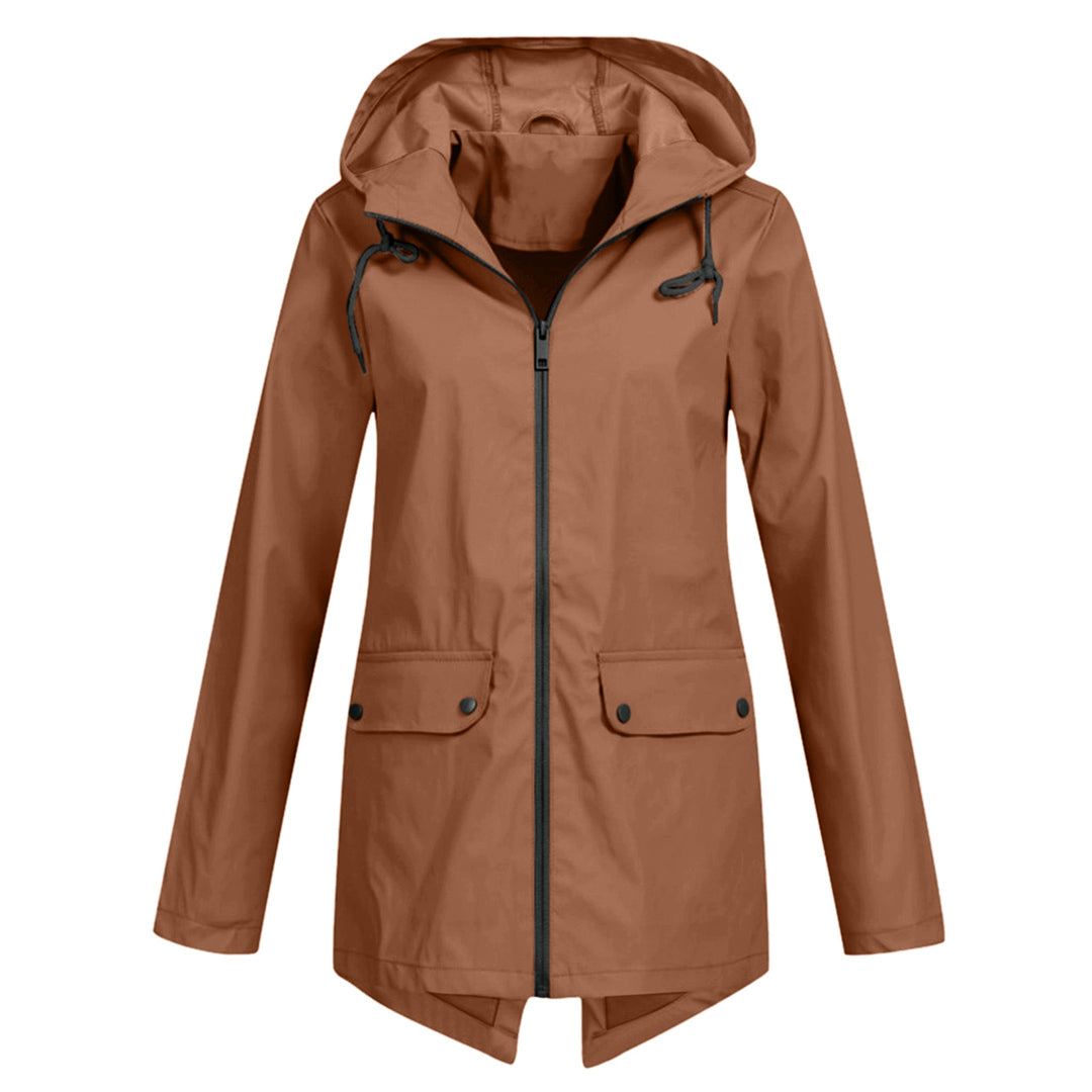 Lang Regnfrakke Dame Moderne Stil 6