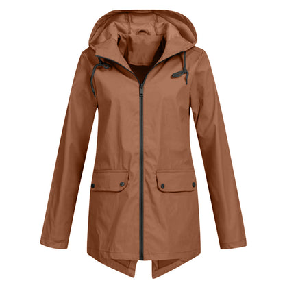 Lang Regnfrakke Dame Moderne Stil 6