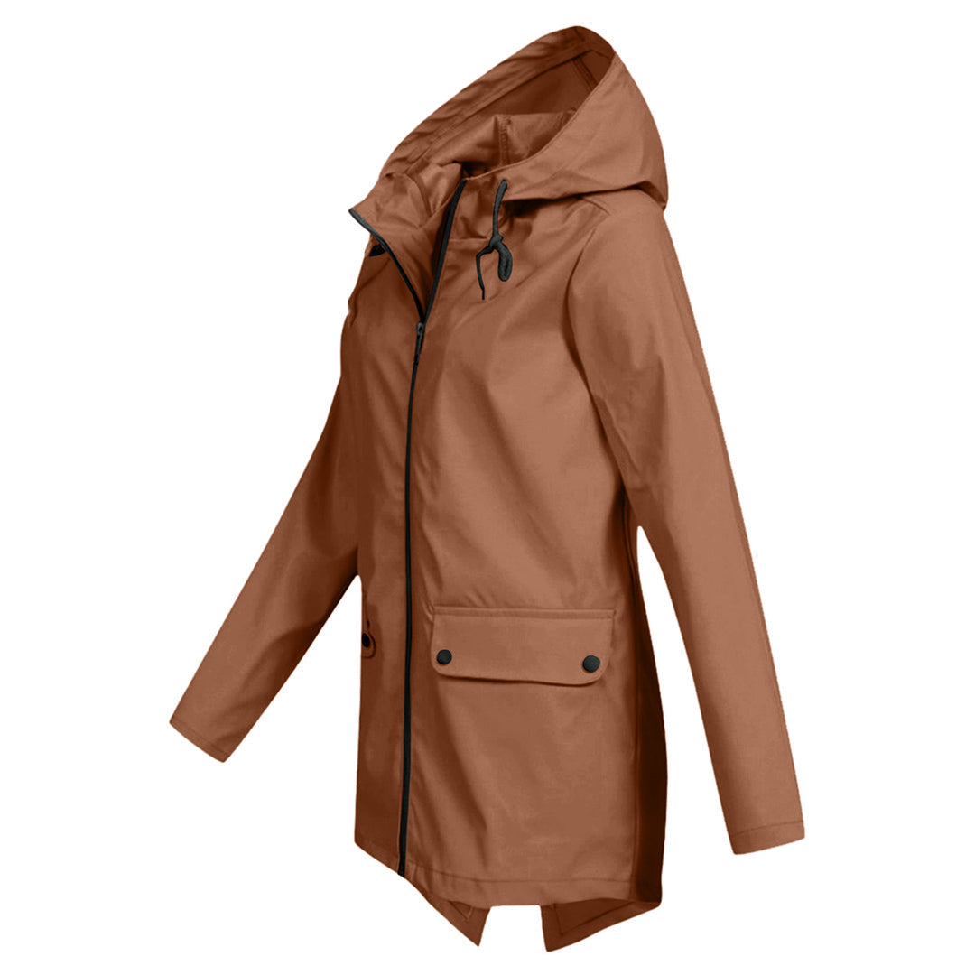 Lang Regnfrakke Dame Moderne Stil 8