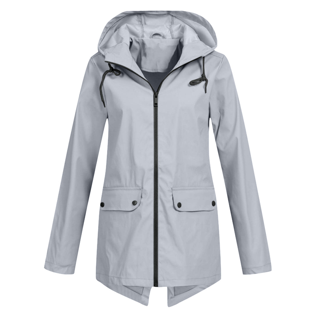 Lang Regnfrakke Dame Moderne Stil 9