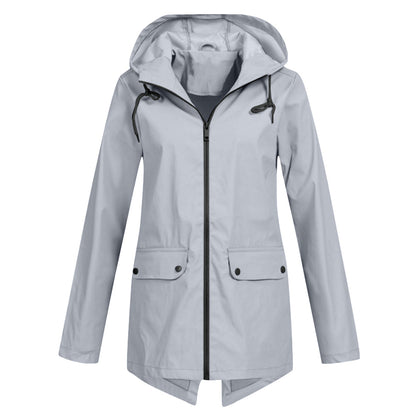 Lang Regnfrakke Dame Moderne Stil 9