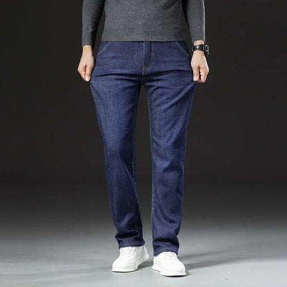 Lige herrebukser i lammeskindsdenimstil 3