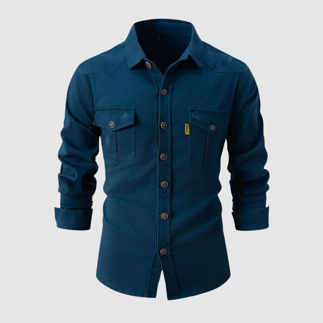 Mænds Arbejds Skjorte Casual Stil 7
