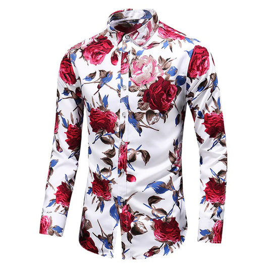 Mænds Blomsterskjorte Romantisk Design 1