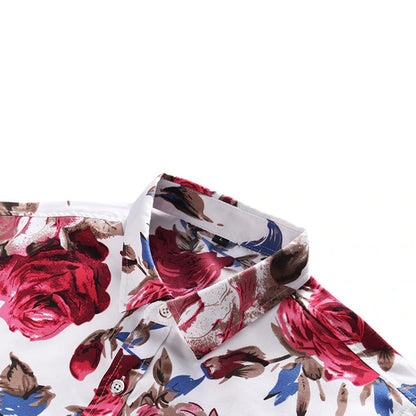 Mænds Blomsterskjorte Romantisk Design 7