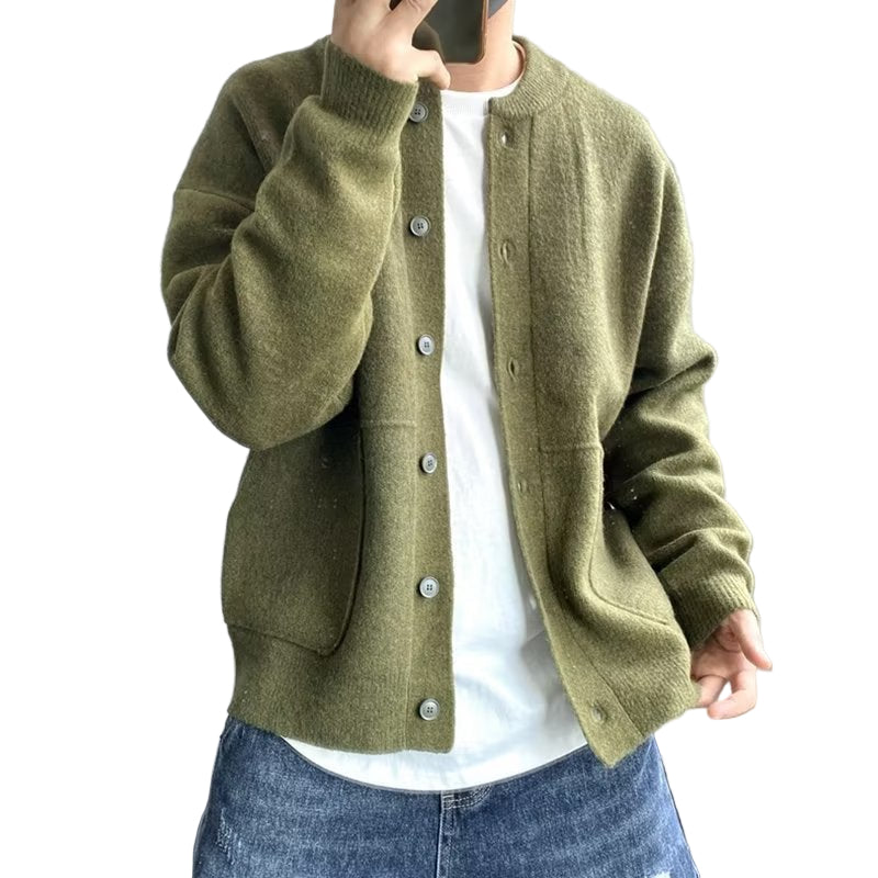Mænds Cardigan med Knapper og Tætsiddende Design 0